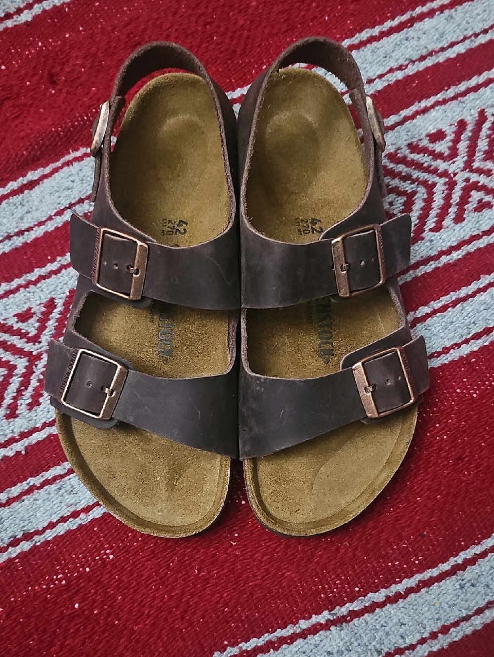 Birkenstock Milano Oiled Leather Brown Two-Strap Adj. Sandals Unisex M9 /W11